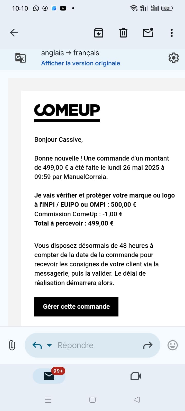 Vente ComeUp 499€